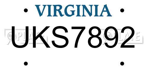 UKS7892 Virginia License Plate