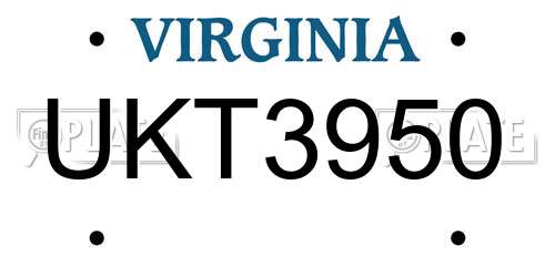 UKT3950 Virginia License Plate