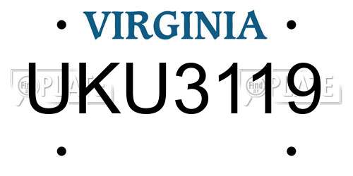 UKU3119 Virginia License Plate