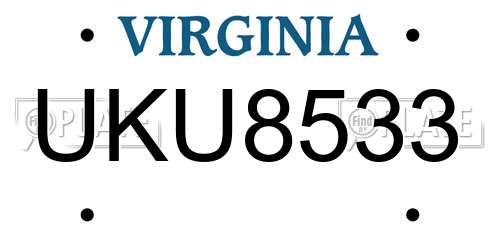 UKU8533 Virginia License Plate