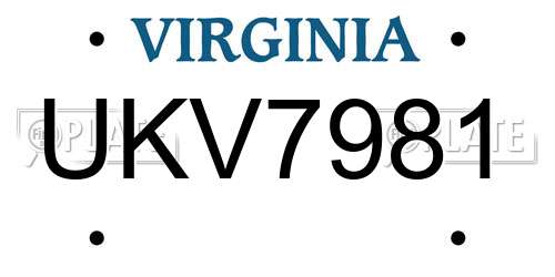 UKV7981 Virginia License Plate
