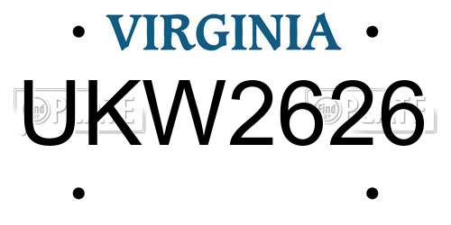 UKW2626 Virginia License Plate