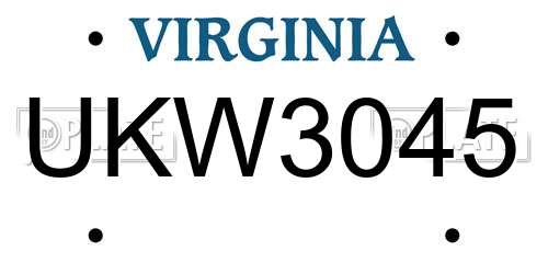 UKW3045 Virginia License Plate