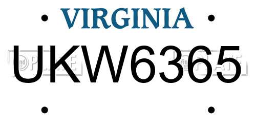 UKW6365 Virginia License Plate