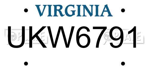 UKW6791 Virginia License Plate