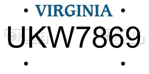UKW7869 Virginia License Plate
