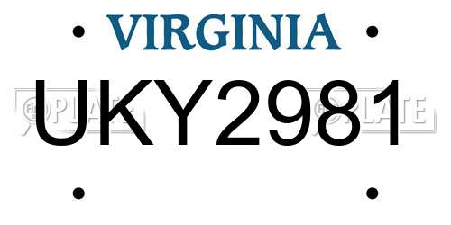 UKY2981 Virginia License Plate