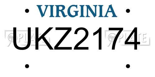 UKZ2174 Virginia License Plate