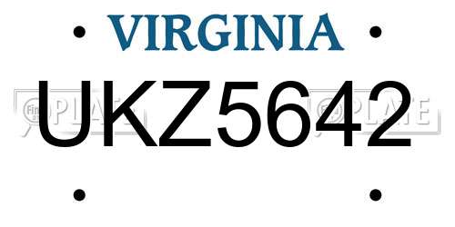 UKZ5642 Virginia License Plate