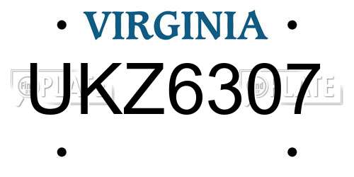UKZ6307 Virginia License Plate
