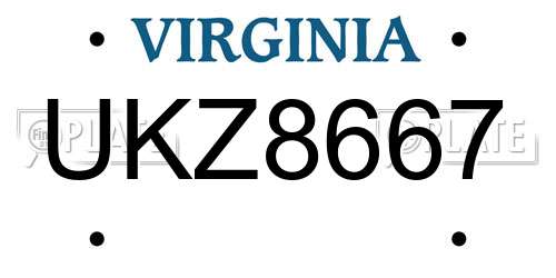UKZ8667 Virginia License Plate