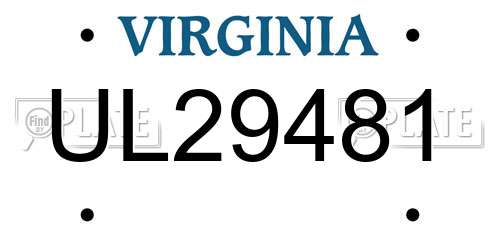 UL29481 Virginia License Plate