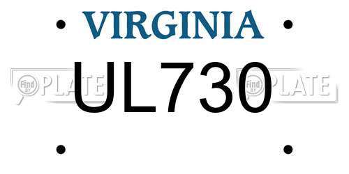 UL730 Virginia License Plate