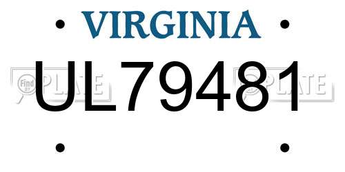 UL79481 Virginia License Plate