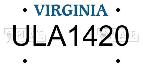 ULA1420 Virginia License Plate