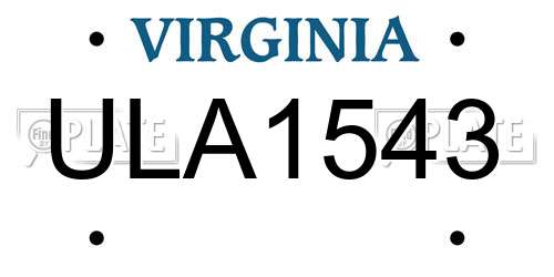 ULA1543 Virginia License Plate