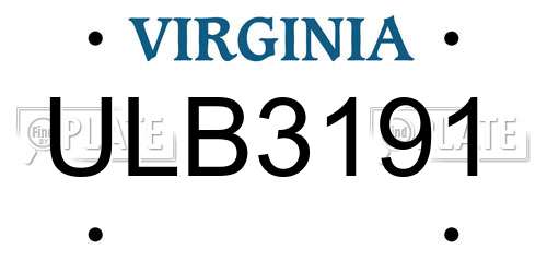 ULB3191 Virginia License Plate