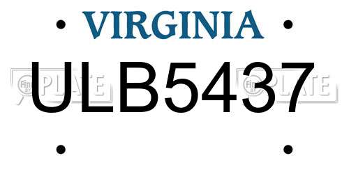 ULB5437 Virginia License Plate