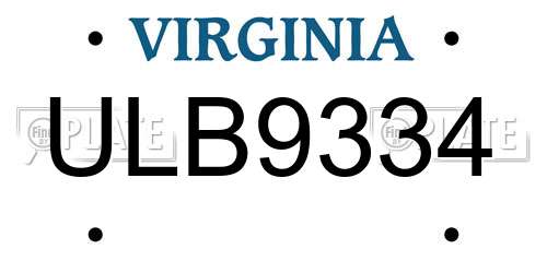 ULB9334 Virginia License Plate