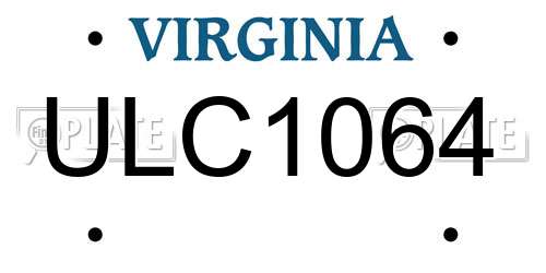 ULC1064 Virginia License Plate