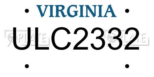 ULC2332 Virginia License Plate