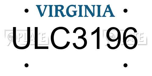 ULC3196 Virginia License Plate