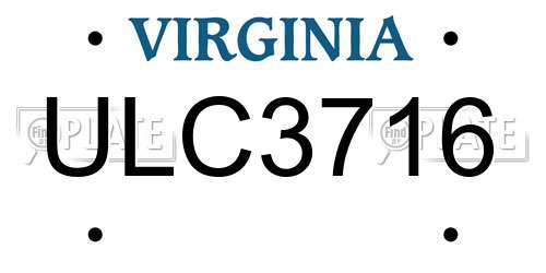ULC3716 Virginia License Plate