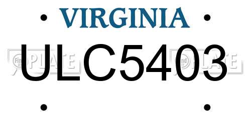 ULC5403 Virginia License Plate