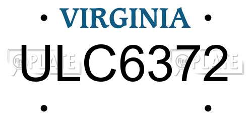 ULC6372 Virginia License Plate