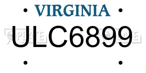 ULC6899 Virginia License Plate