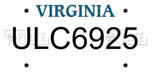 ULC6925 Virginia License Plate