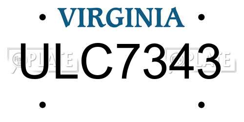ULC7343 Virginia License Plate