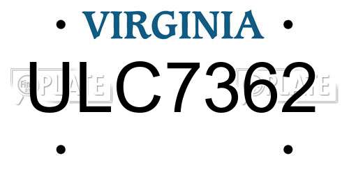 ULC7362 Virginia License Plate