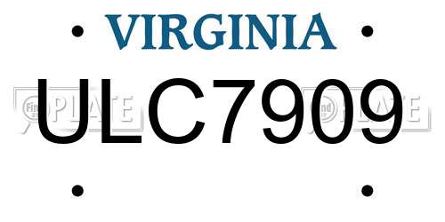 ULC7909 Virginia License Plate