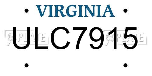 ULC7915 Virginia License Plate