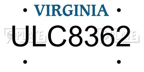 ULC8362 Virginia License Plate