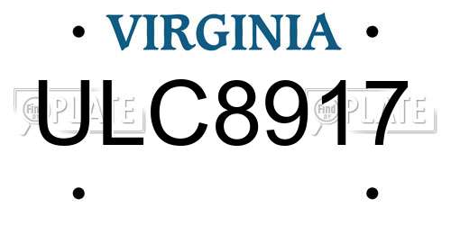 ULC8917 Virginia License Plate