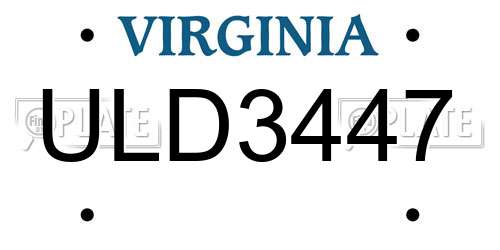 ULD3447 Virginia License Plate