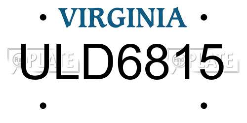 ULD6815 Virginia License Plate