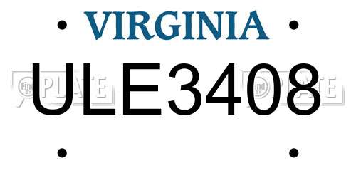 ULE3408 Virginia License Plate