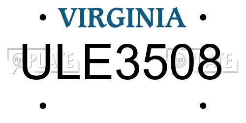 ULE3508 Virginia License Plate