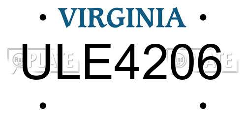 ULE4206 Virginia License Plate