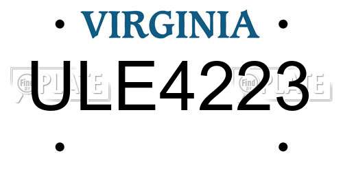 ULE4223 Virginia License Plate