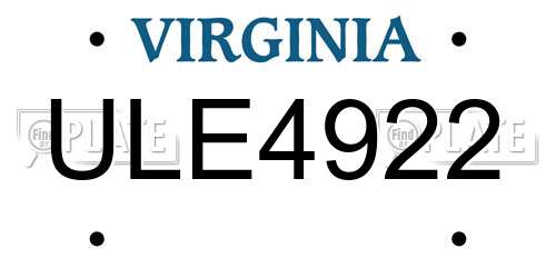 ULE4922 Virginia License Plate