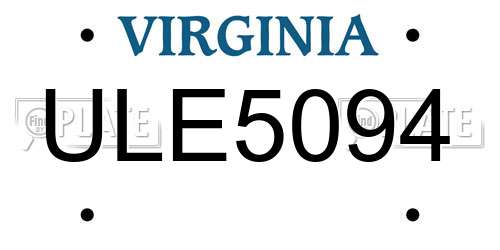ULE5094 Virginia License Plate