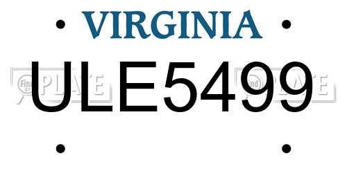 ULE5499 Virginia License Plate