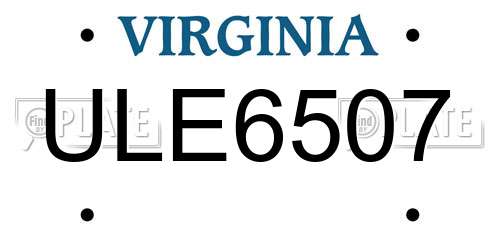 ULE6507 Virginia License Plate