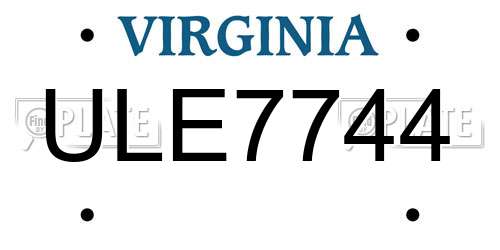 ULE7744 Virginia License Plate