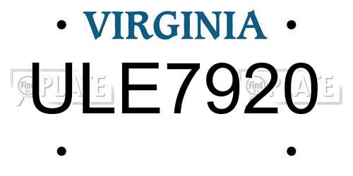 ULE7920 Virginia License Plate