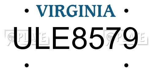 ULE8579 Virginia License Plate